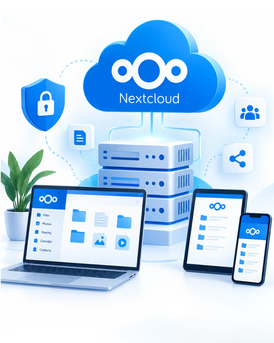 Nextcloud self-hosted file sharing dashboard